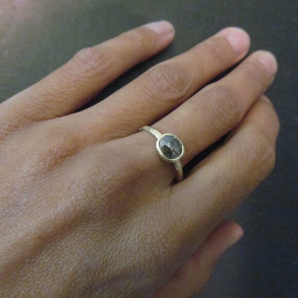 Engagement ring. 14k Yellow gold ring with 0.76ct Grey diamond. UNIQUE handmade - Picture 10 of 11